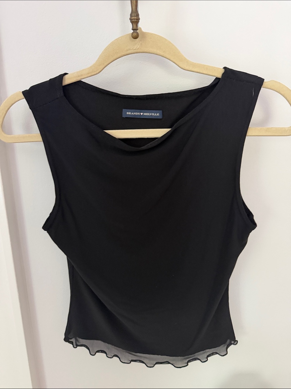 Brandy Melville Black Sleeveless Draped Tank